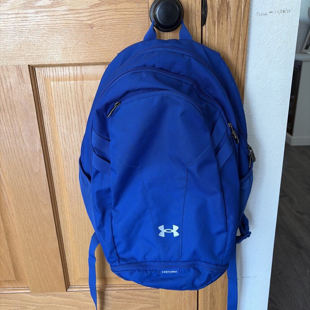 Under Armour Hustle 5.0 Team Backpack Royal Blue Padded Straps Basketball